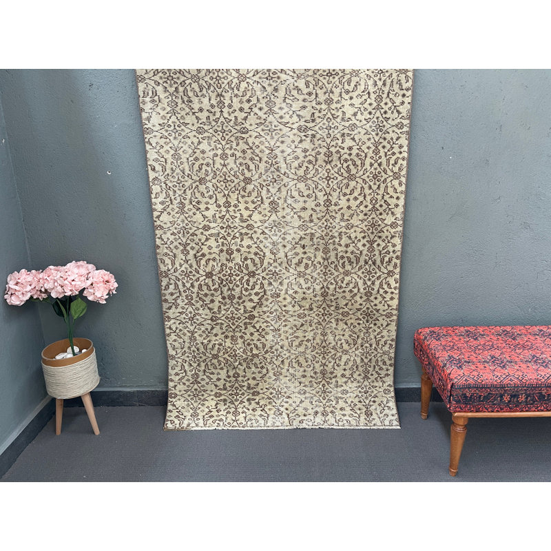 Tapis de style patchwork en laine beige 44,5 x 76 pouces, style classique
