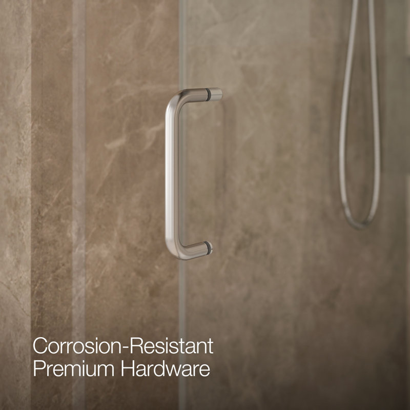 Elate Sliding Shower Door, 70-1/2-In H X 56-1/4 - 59-5/8-In W, With 1/4-In Thick Crystal Clear Glass, Silver/Clear