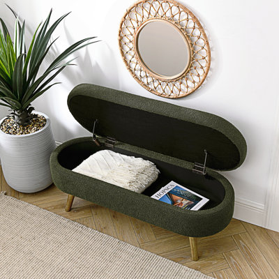 Ottoman Oval Storage Bench, Bedroom Bench
