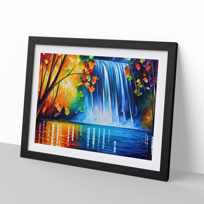 Glimmering River Waterfall Vol.1 - Framed Print, Black, 25cm H x 34cm W x 2cm D
