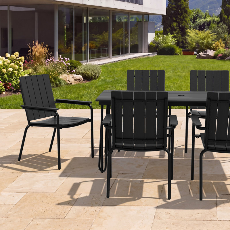 Ensemble de 2 chaises d'extérieur en polystyrène, Bois noir