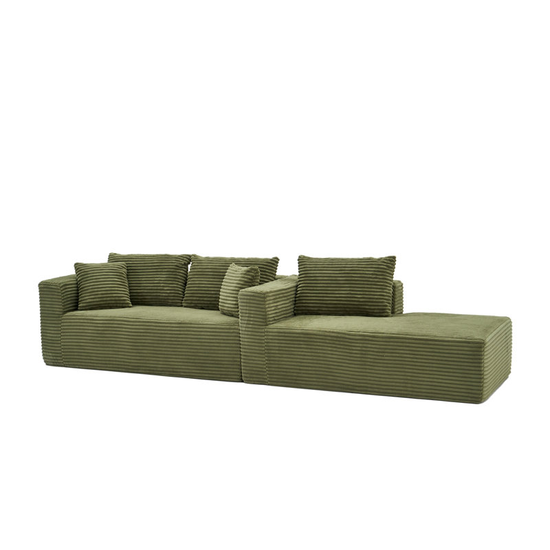 Canapé d'angle en L rembourré sans ossature de 105 pouces, Face droite, Vert