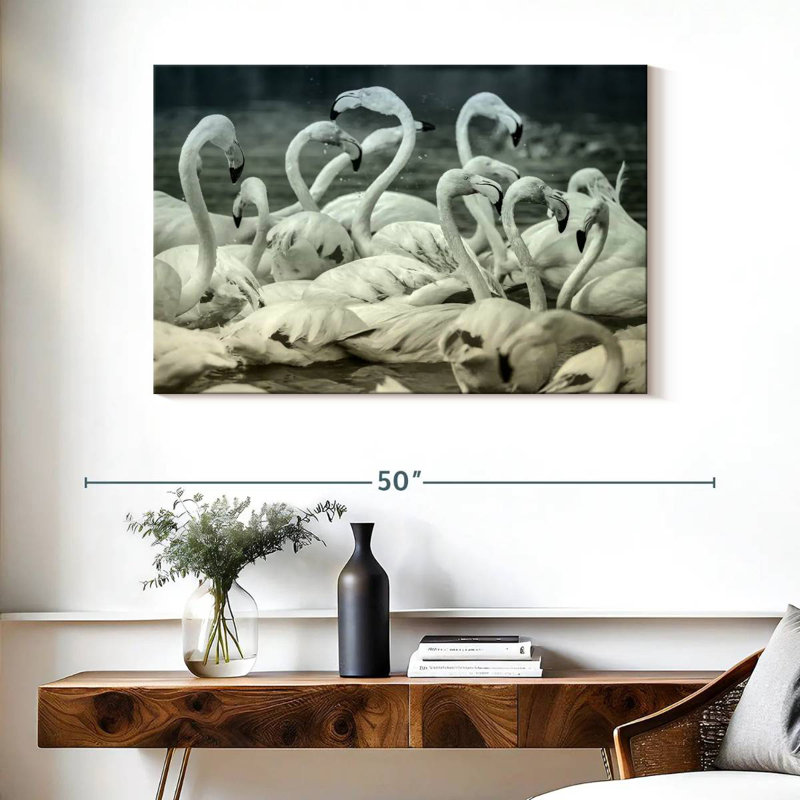 Flamants bruns sépia, H 26 po x l 39 po