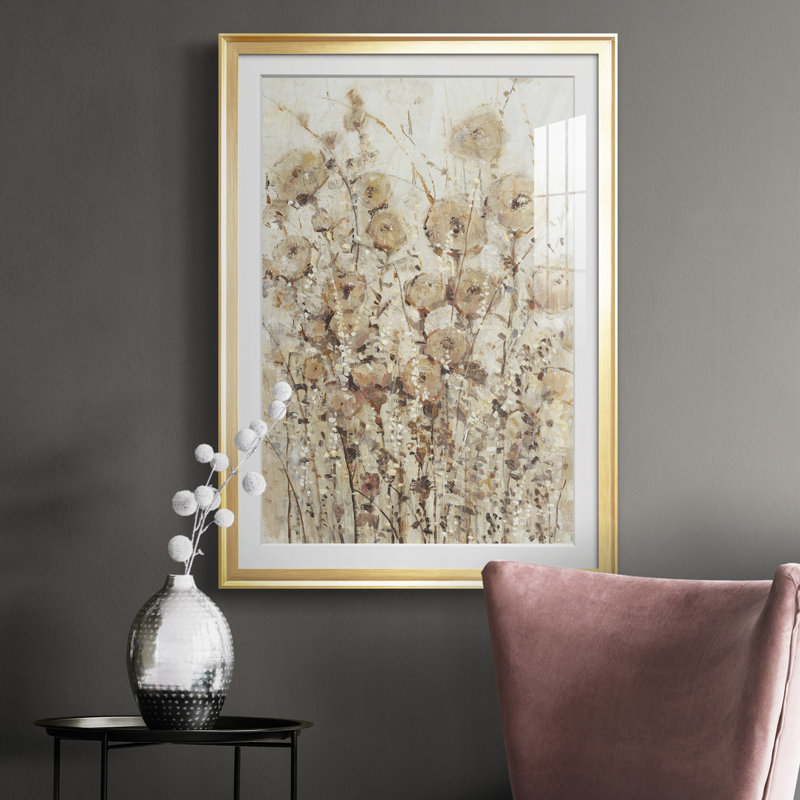Garden Edge I - Matted and Framed Under Acrylic Glass, Large Living Room Wall Art, 36.5" H x 26.5" W x 1" D, Gold Framed