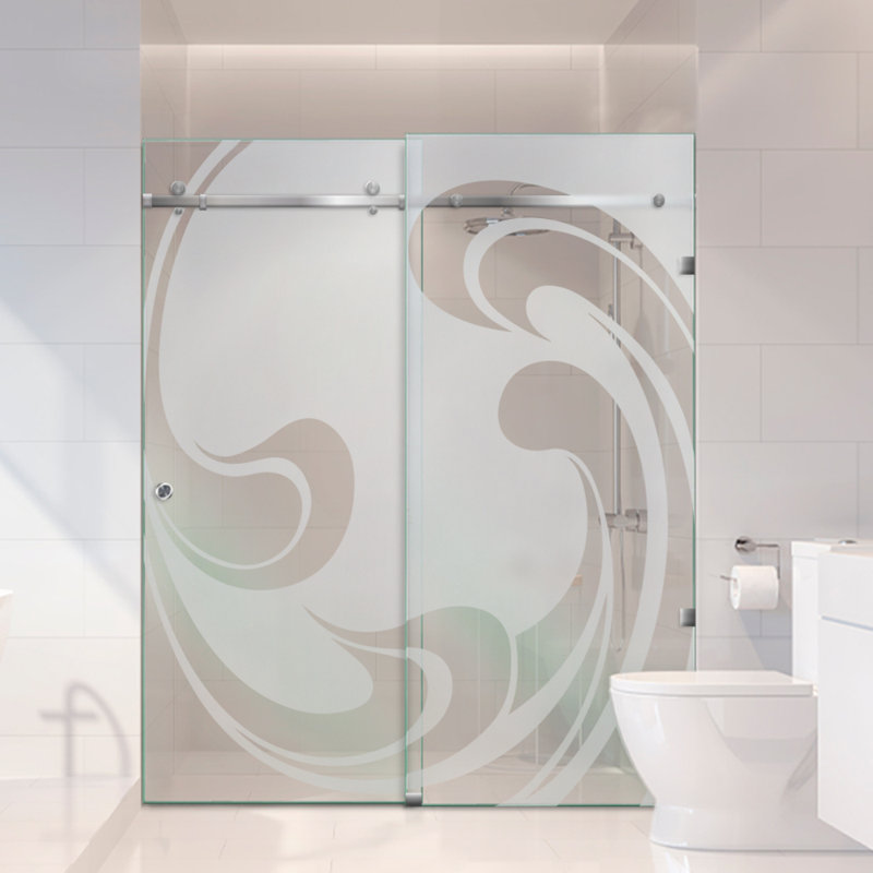 64 In W x 80 In H Sliding Door Glass Shower, Left, Semi-Private