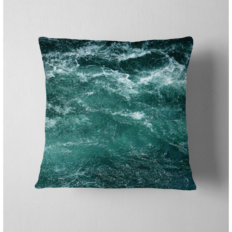 Coussin décoratif avec insert, H 16 po x l 16 po, Bleu / vert abstrait 1