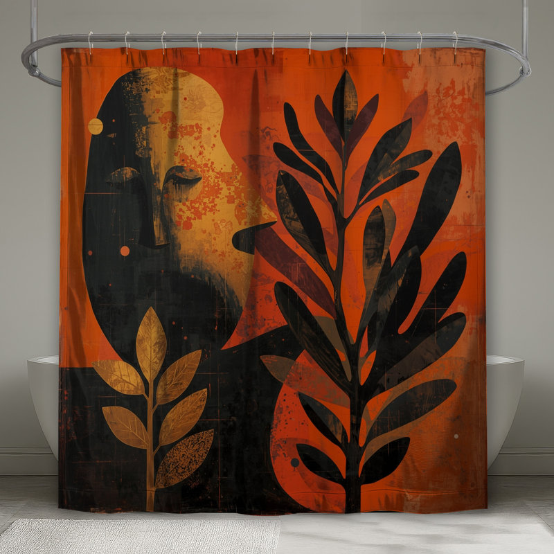 Rideaux de douche abstraits à feuilles abstraites, L 70 po x H 84 po