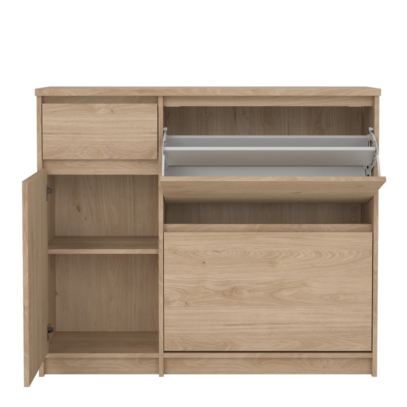 Aveon 12 Pair Shoe Storage Cabinet, Jackson Hickory Oak