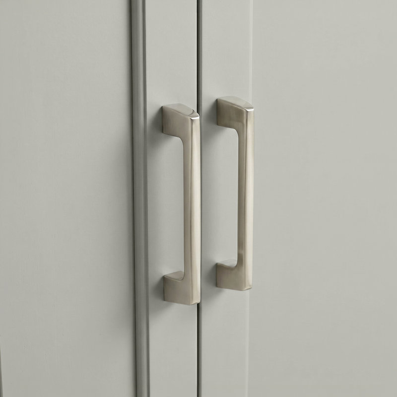 Armoire double à 2 portes Martha Stewart Bedford avec 2 armoires multimédia hautes et quincaillerie de qualité, Gris