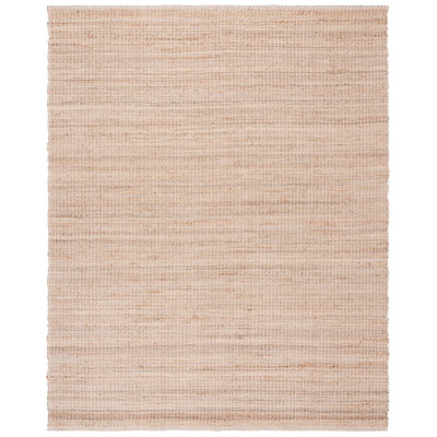 Krushap Natural Fiber Hand Woven Jute/Cotton Solid Color Rug in Beige