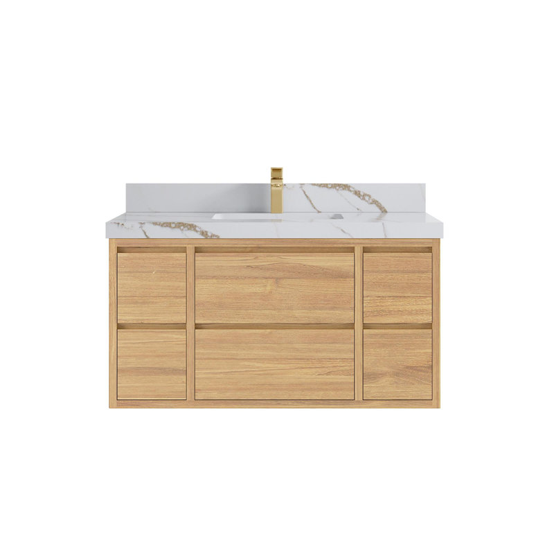 Teck flottant Madison X P 22 po De salle de bain Empira blanc quartz, Or Calacatta