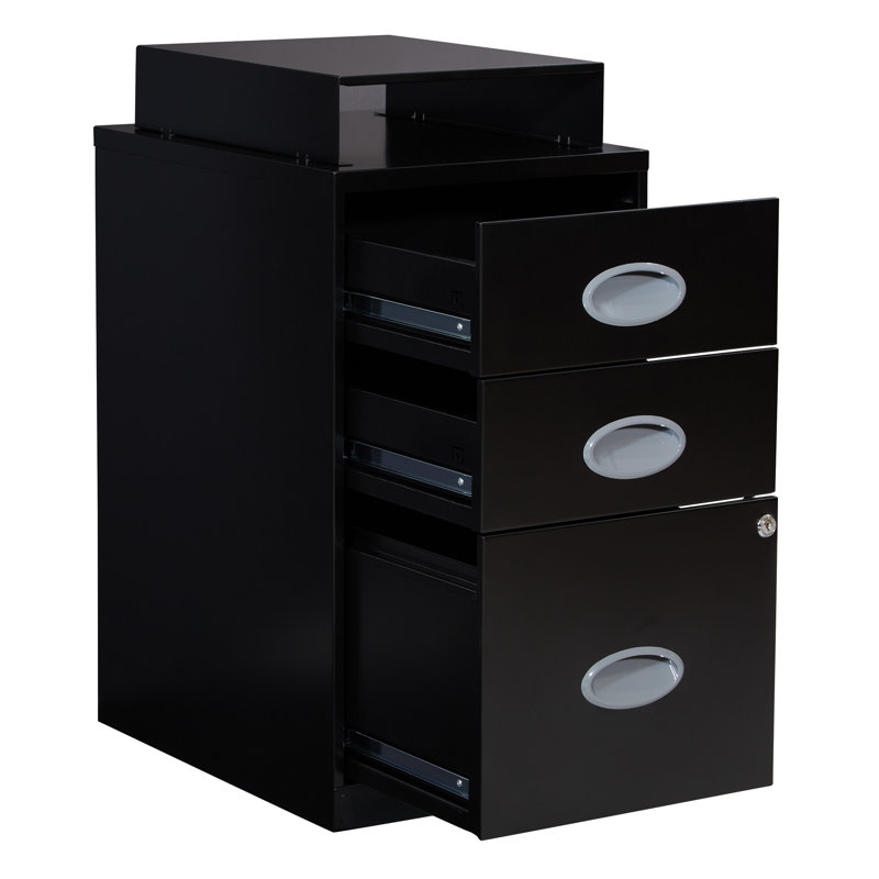 14.25'' Wide 3 -Drawer Steel File Cabinet, Black