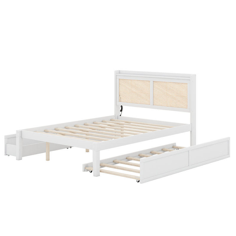 Mahnur Upholstered Panel Bed, Queen, Beige, Yes