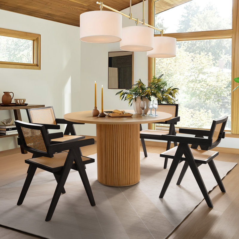 Beka 16.9'' H Walnut Solid Wood Armchair, Black
