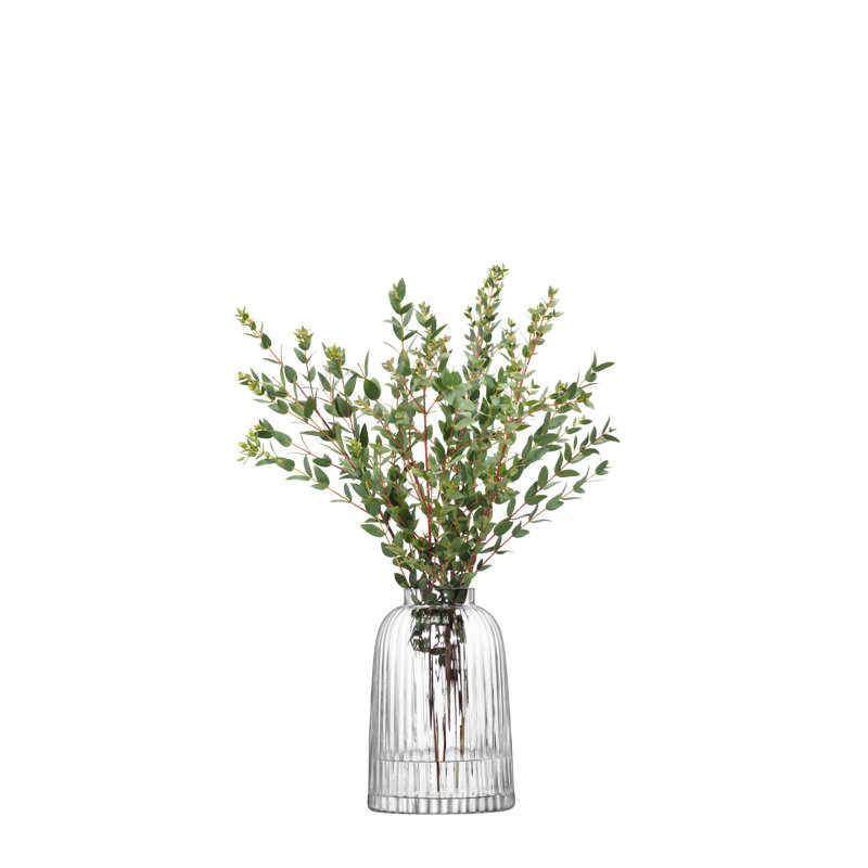 Handmade Glass Table Vase, Clear,  7.874" H x 5.315" W x 5.315" D
