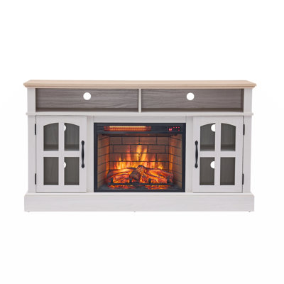 Versatile Fireplace TV Stand With Storage And Glass Doors For Living Room