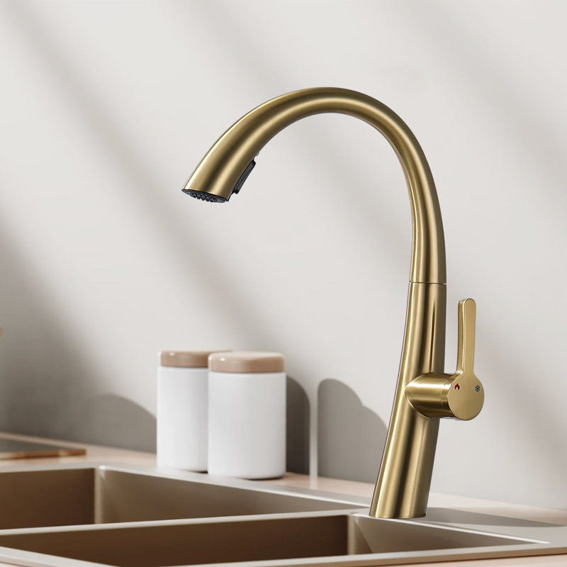 HHK HOME Kitchen Faucet, Brushed Gold