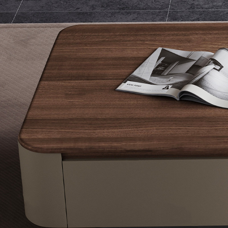 Light luxury rectangular solid wood coffee table, 15.7" H x 55.1" L x 27.6" W 