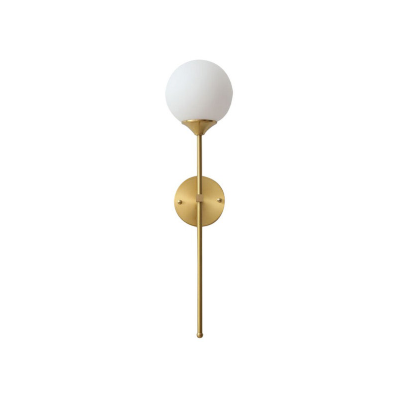 Savannah - Nordic Gold Wall Light With Glass Ball-Modern Gold Iron & Glass Spherical Pendant Light – E14 Bulb Base, Round Design