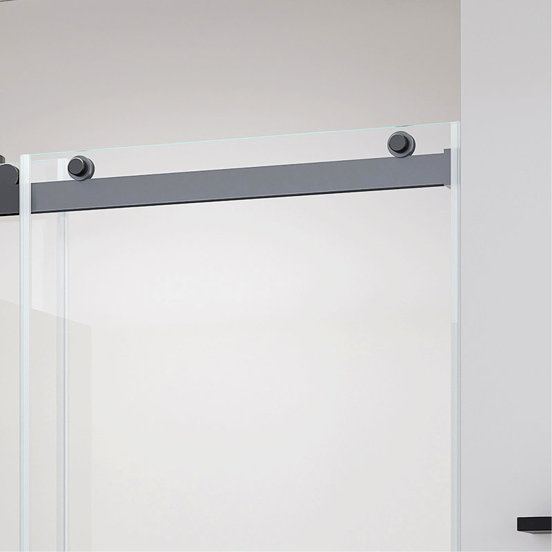 Sliding Frameless Soft-Close Shower Door For Bathroom, Matte Black