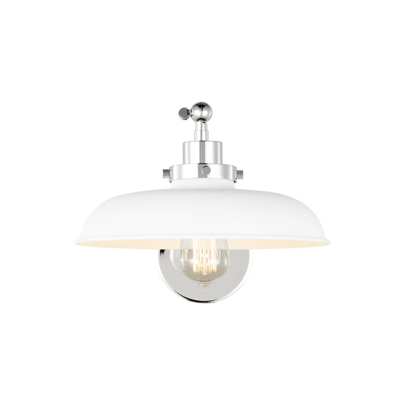 Wellfleet 1 - Light Armed Sconce, Matte White, Polished Nickel