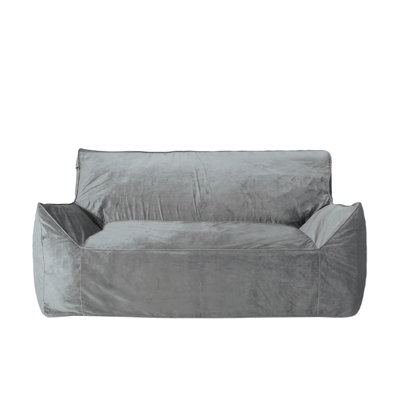 Fauteuil à billes avec accoudoirs - Canapé de 40 po en velours rembourré de mousse pour le salon et la chambre à coucher, gris