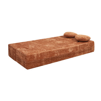 Canapé convertible en forme de cœur en forme de cœur, canapé-lit éponge sans assemblage de 78,7 pouces dans une boîte avec coussins pour le salon, l'appartement et la chambre d'amis - Orange brûlé
