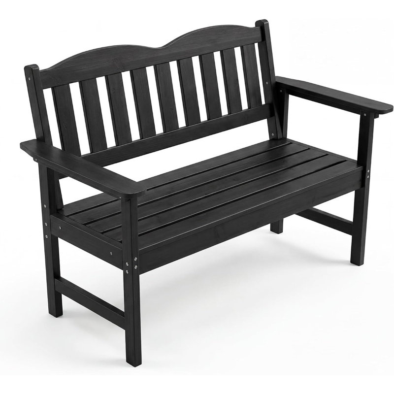 Banc de chaise de patio en polyéthylène résistant aux intempéries, causeuse extérieure pour 2 personnes avec conception à lattes pour cour de jardin