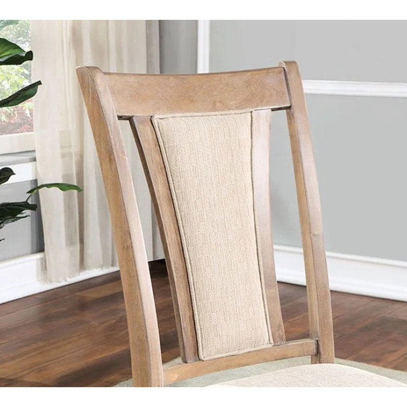 Chaises à hauteur de comptoir (de 2) - Bois naturel transitionnel de couleur beige avec assise rembourrée et solide pour la salle à manger