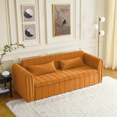 Usan 82.3'' Velvet Rolled Arm -  Latitude RunÂ®, C9D6727FFC77420AB3BF0DB68EC61107