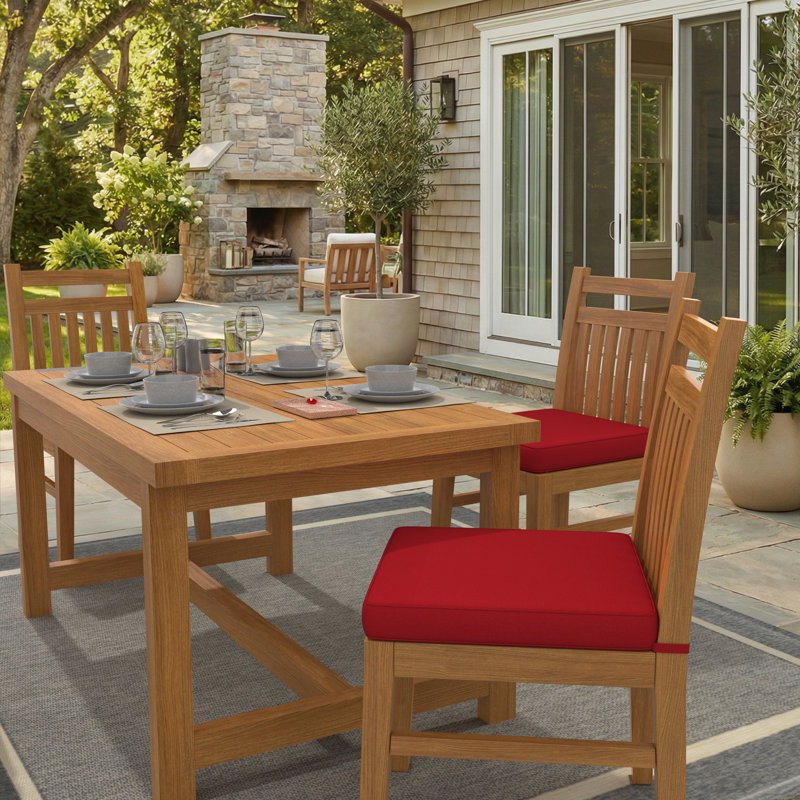 Sunbrella Indoor/Outdoor Dining Chair Cushion, 18" W x 18" D, Sunbrella® Jockey Red