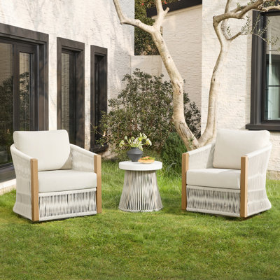 Ensemble de conversation pivotant pour 2 personnes avec coussins