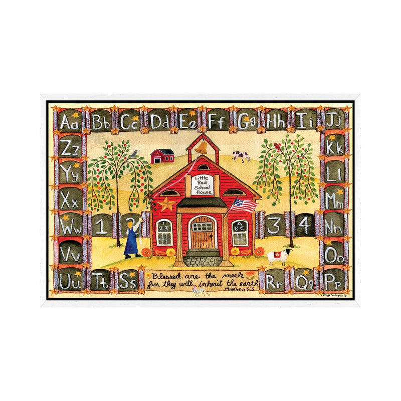 Little Red School House by Cheryl Bartley - Print on Canvas, 66.04 cm H x 45.72 cm W, White Framed