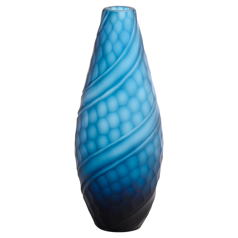 Solano Handmade Glass Table Vase, 11.25" H x 4.75" W x 4.75" D, Blue
