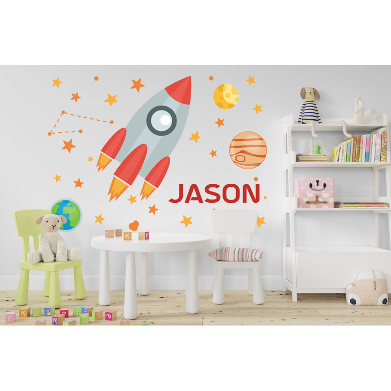 Adhésif décoratif fusée murale planète personnalisée, H 62 po x l 45 po, Oui