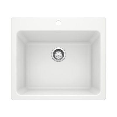 Liven SILGRANIT 25" Single Bowl Dual Mount Laundry Sink - White