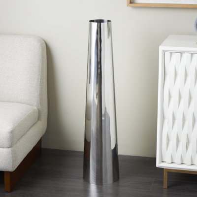 Tavistock Stainless Steel Metal Minimalistic Tall Floor Cone Decorative Vase