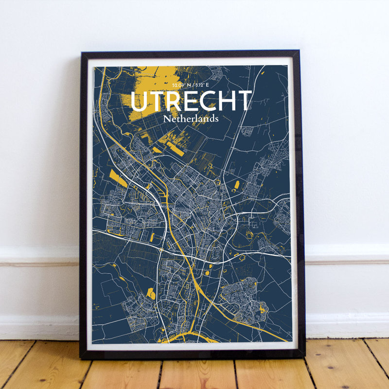 Utrecht City Map - No Frame Print, 70cm H x 50cm W x 0.13cm D