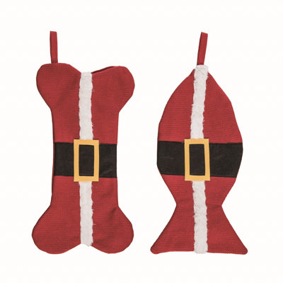  Ensemble de 2 bas de Noël en tissu pour animaux de compagnie