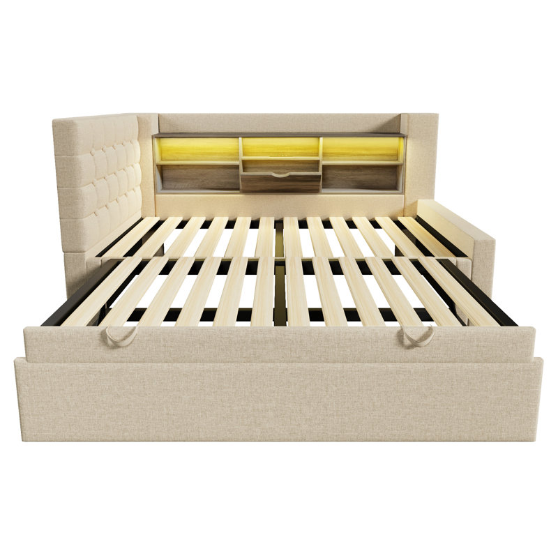 Upholstered with Trundle, Beige