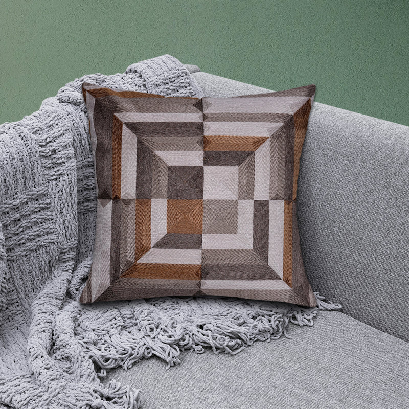 Ensemble de 4 housses de coussin en lin brodées de style scandinave 20 x 20 - Cadeau de décoration de Noël moderne