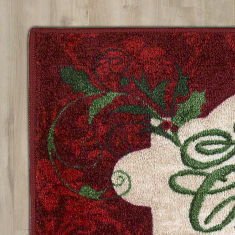 Tapis de zone rouge touffeté à la main "merry christmas" Boutell