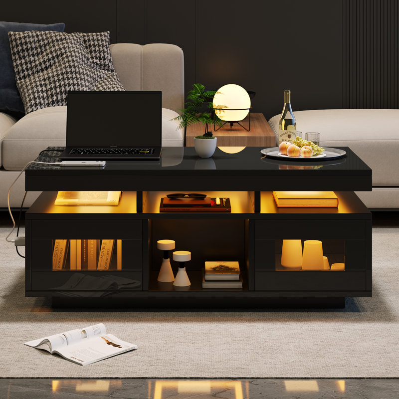 Coffee Table with Storage, Black