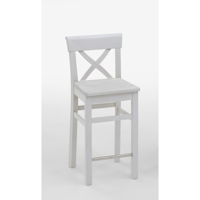 Polebridge Solid Wood Counter Stool, White, White