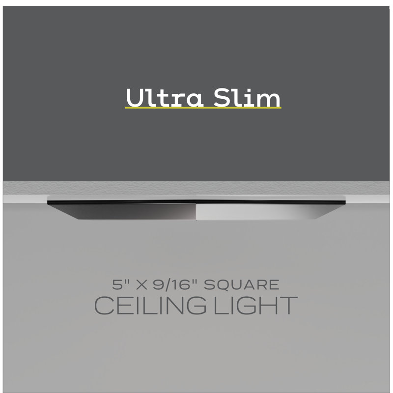 LED Flush Mount, Black, 0.56'' H x 5'' W x 5'' D
