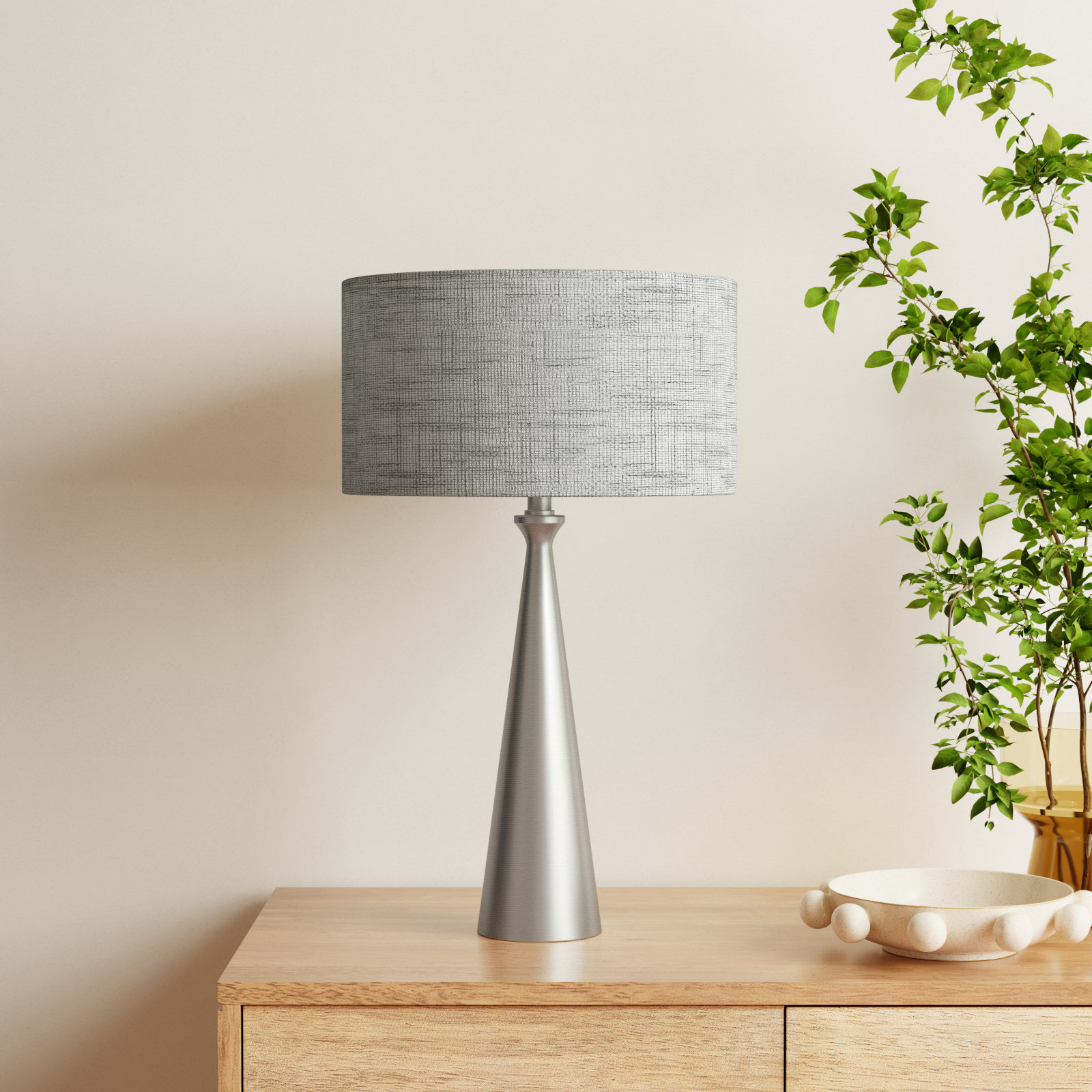 Spadina Metal Table Lamp, Brushed Steel