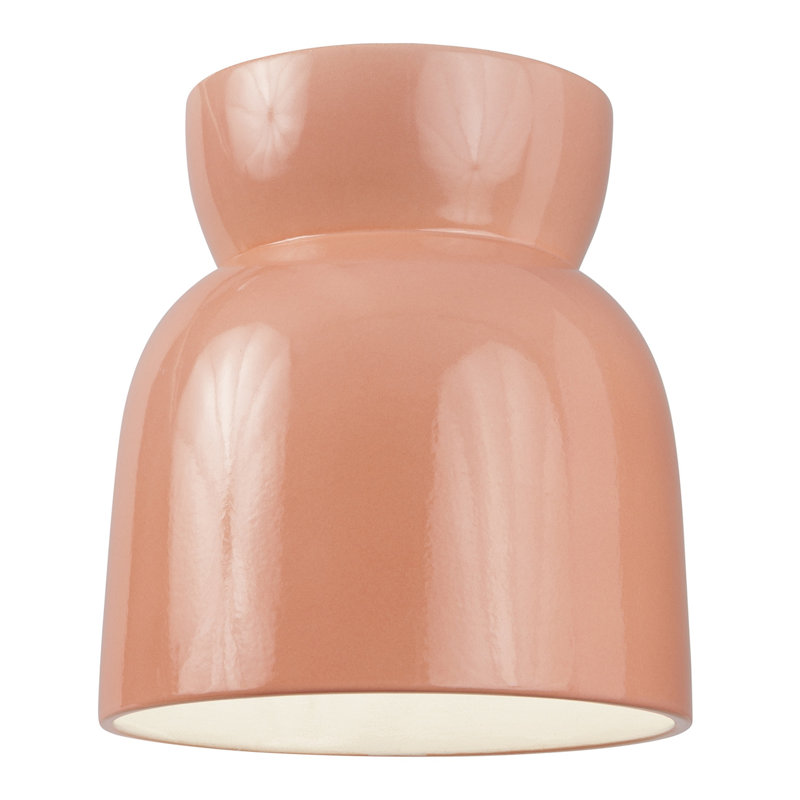 Plafonnier encastré en céramique à une lumière H 8 po x l 7,5 po Logan, Rosé brillant, Incandescente (non incluse)