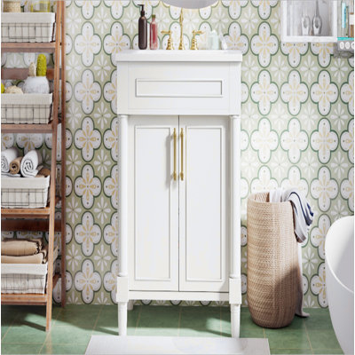 Meuble-lavabo 24 po avec lavabo intégré en céramique, meuble-lavabo simple avec 2 portes et meuble-lavabo simple pour petite et moyenne salle de bain
