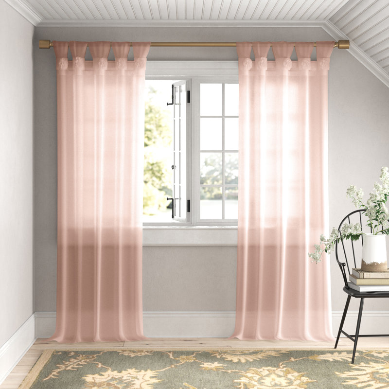 Panneau de rideau simple floral de couleur unie avec ourlet à passants Rosette, l 50 po x L 95 po, Rougir