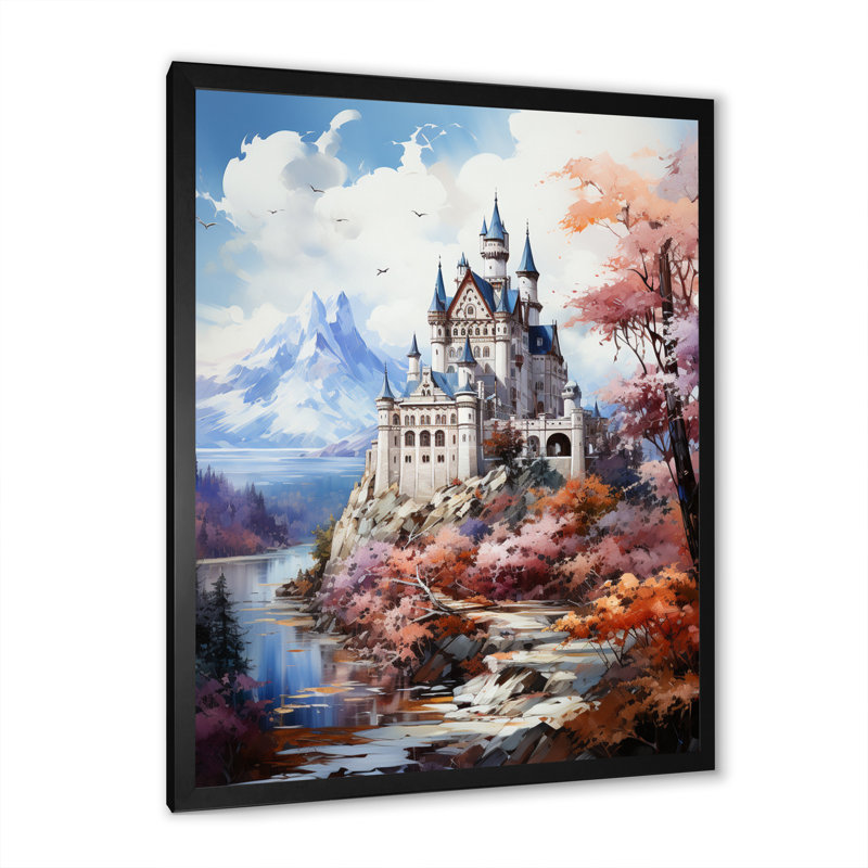 Décoration murale Swyback, château de Neuschwanstein - Allemagne, H 32 po x l 16 po x P 1 po, Cadre photo noir